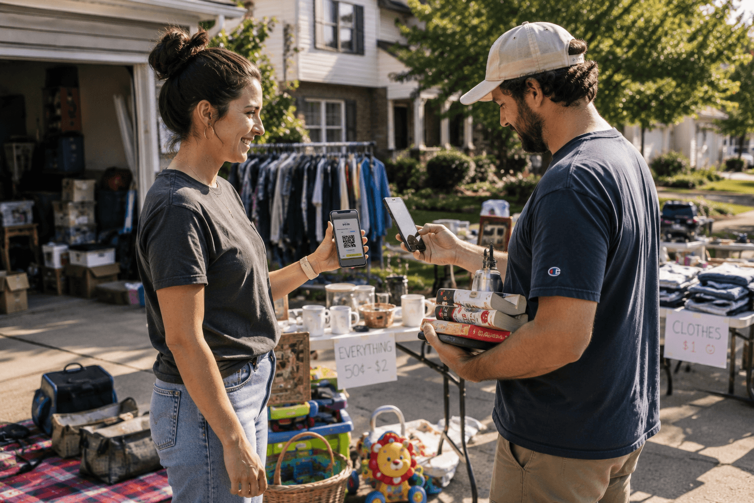SaleBuddy Venmo QR code checkout on a phone at a garage sale